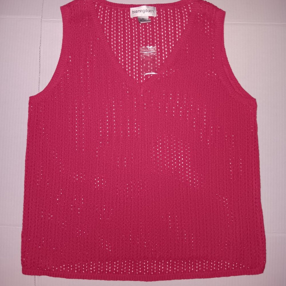 BLOOMINGDALE'S LINEN BLEND SLEEVELESS OPEN KNIT TOP